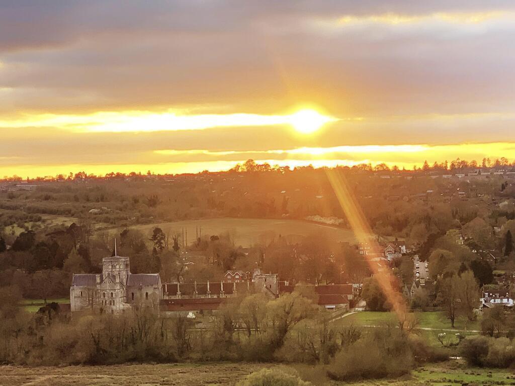 View of Hospital of St Cross from St Catherine's Hill