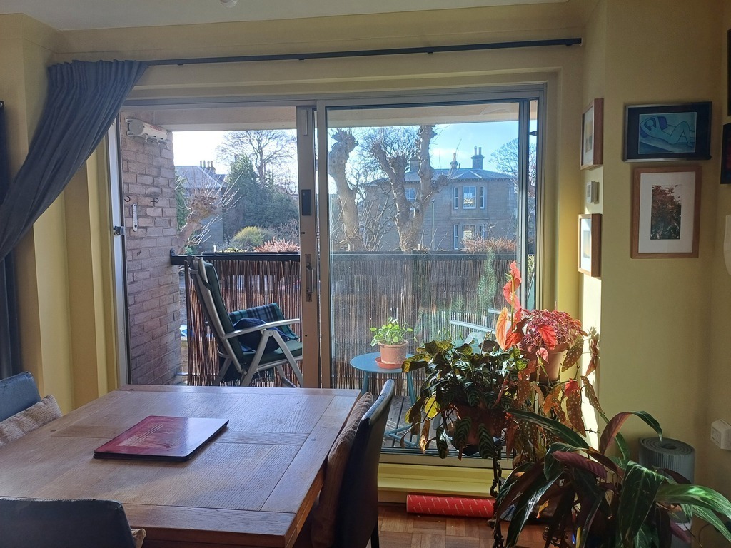 Dining table view to the balcony