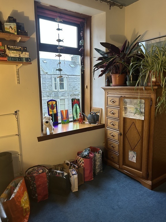 Spare bedroom window view