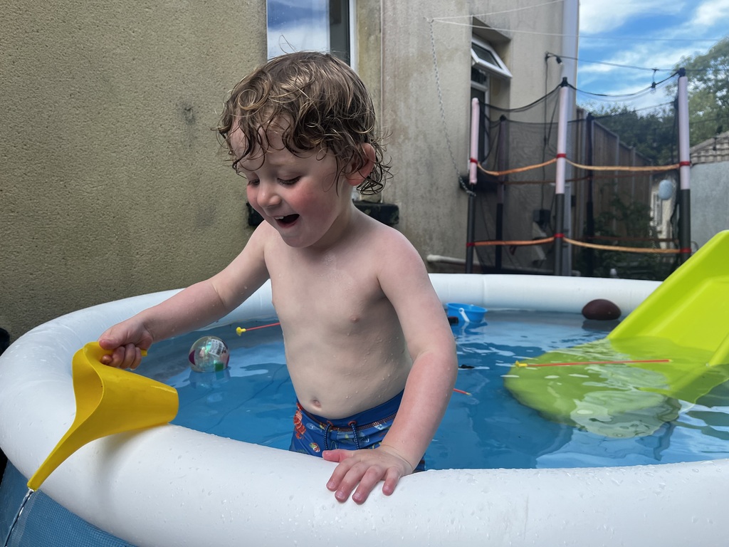 We have a paddling pool for use - big enough for 4 adults to comfortably lounge in or play with the kids!