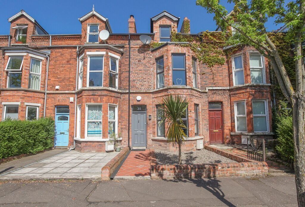 Our house is the one with the grey door