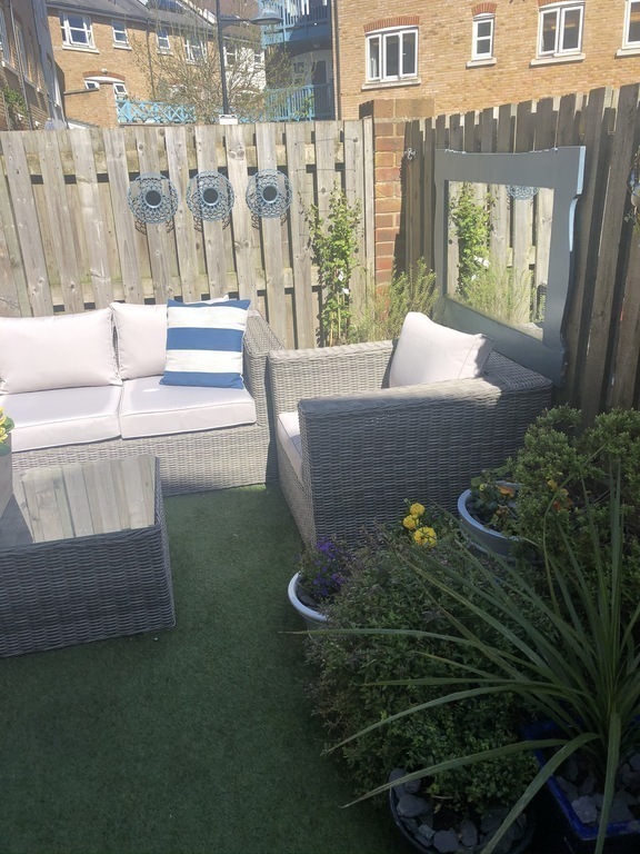 Seating area in back garden