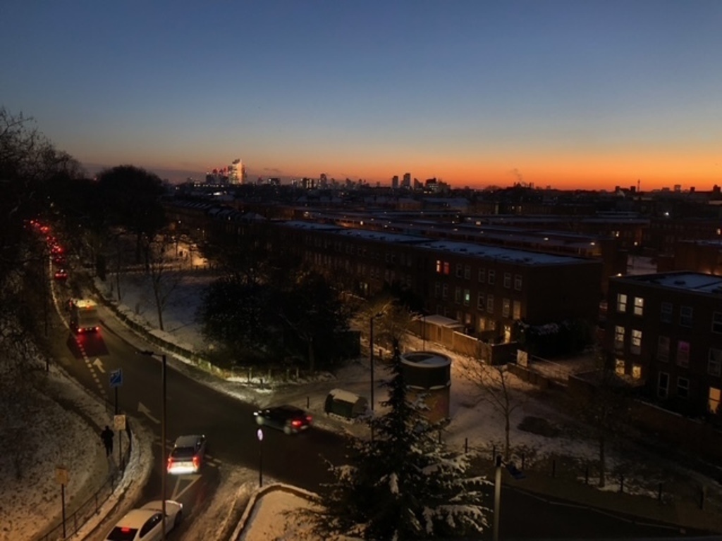 Night time Balcony view South towards the City of London