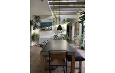 Light-filled south-facing kitchen. Large table. 