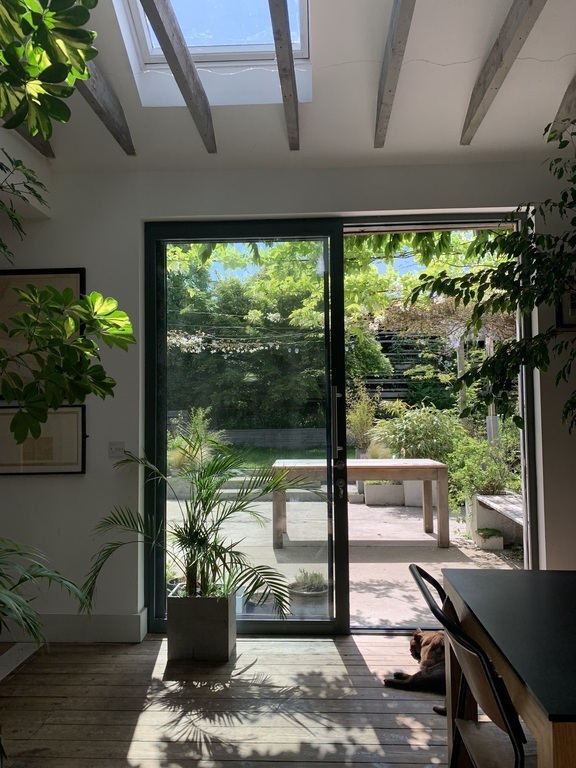 View from the kitchen into the south-facing garden.