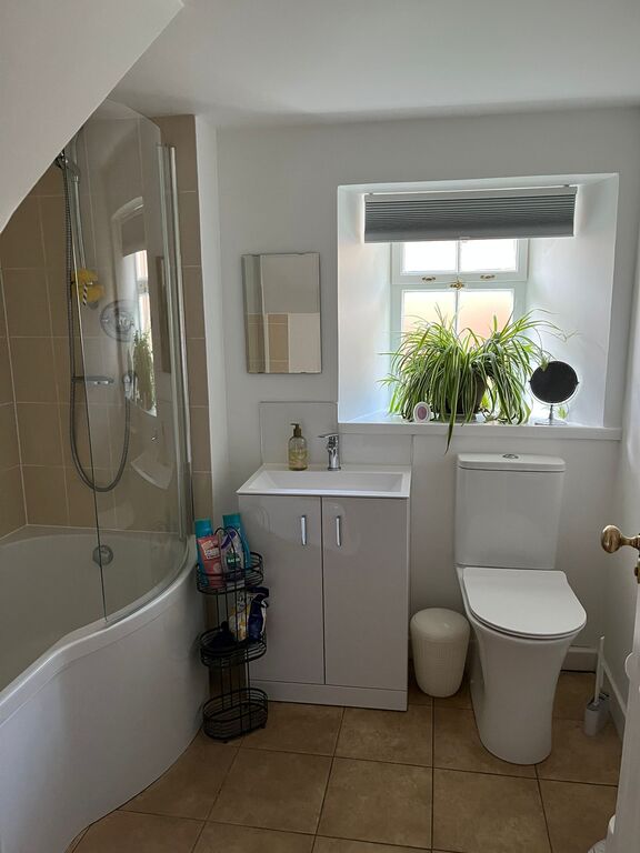 Downstairs bathroom (bath with overhead shower)