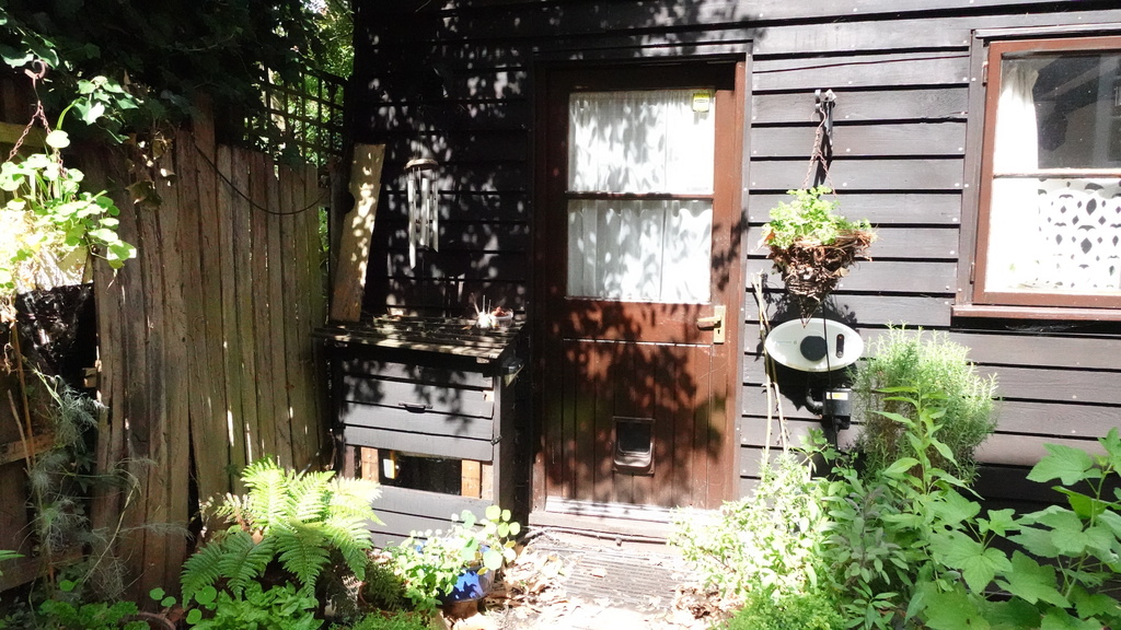 Barn back door with herb garden - entrance to kitchen