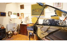 Studio - Grand Piano, Sculpture & Paintings