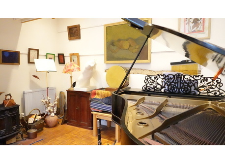 Studio - Grand Piano, Sculpture & Paintings