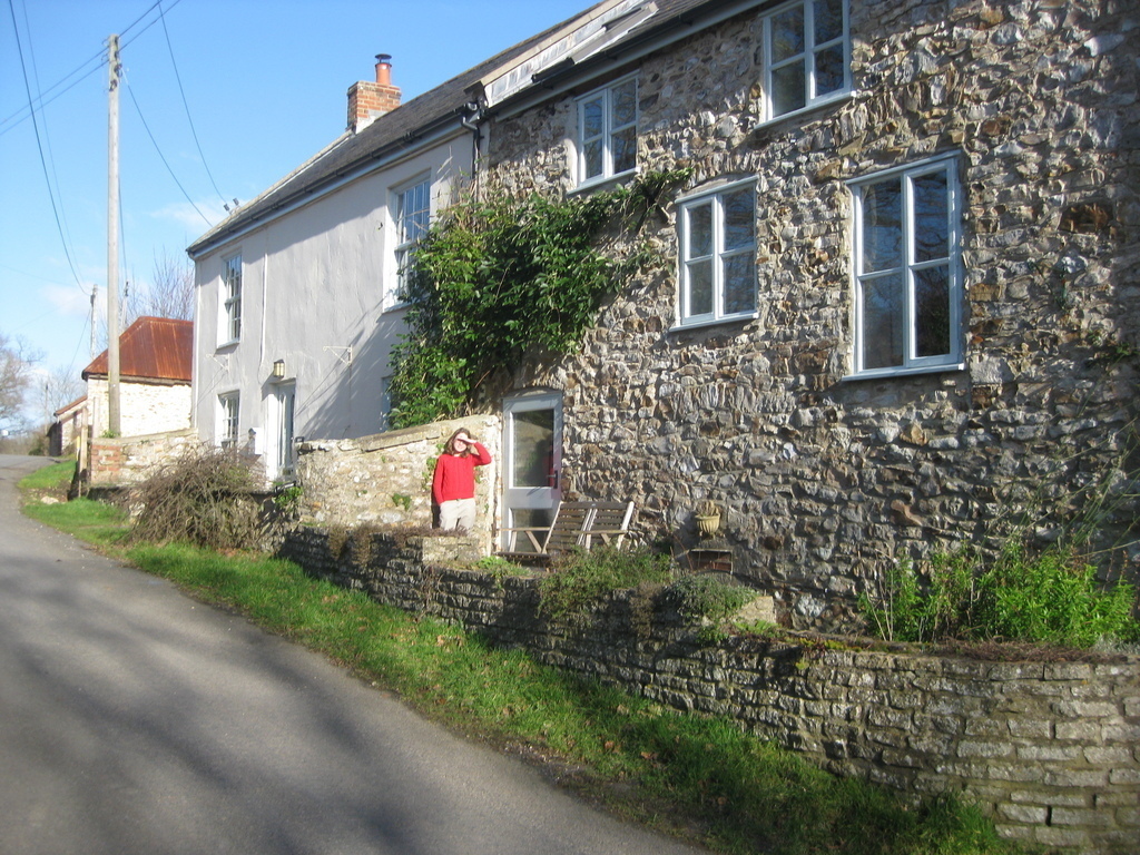 Anna in front of the old malthouse part of our house