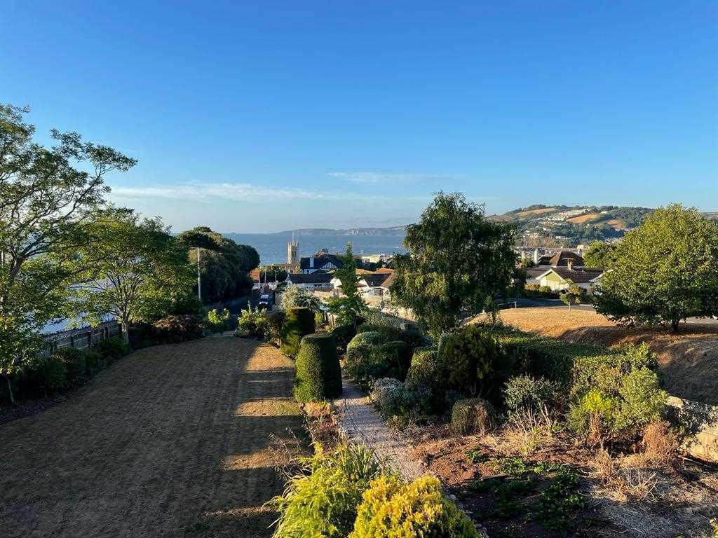 View south, looking down our garden and towards the sea 