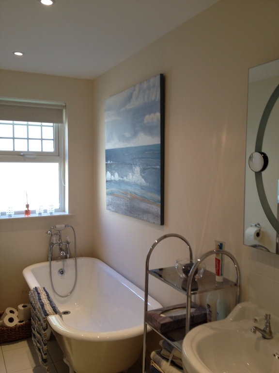 Main bathroom with full length bath and separate shower cubicle