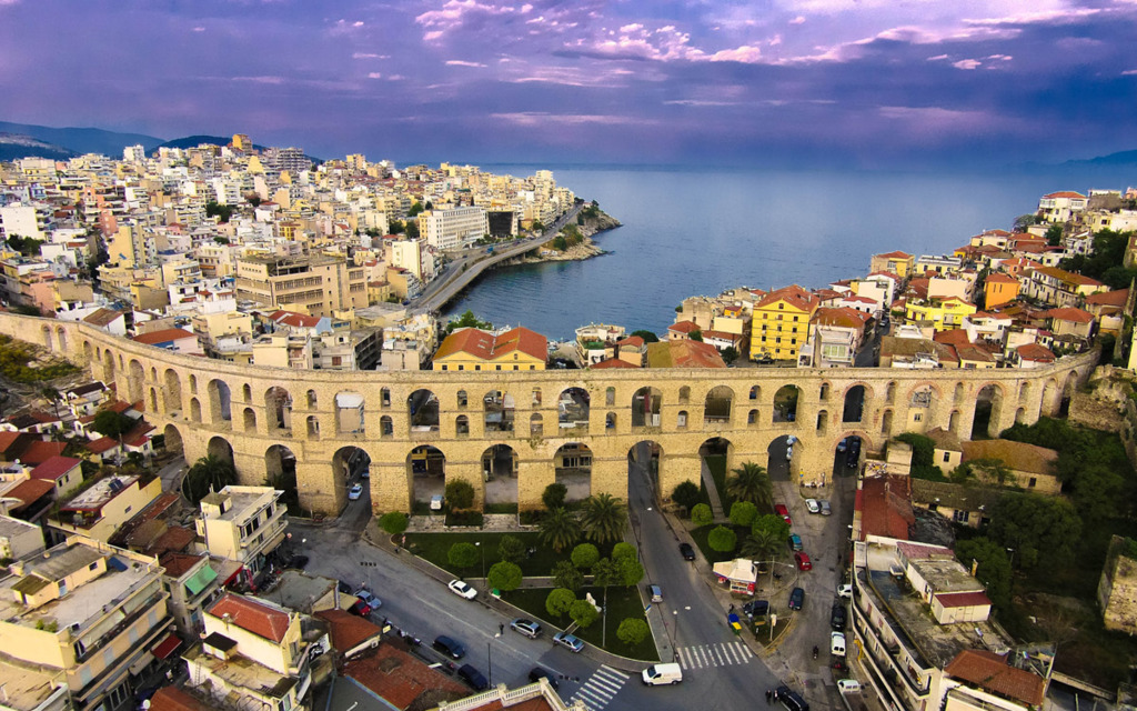 another view of eastern part of kavala and the aqueduct   we call it ''kamares''