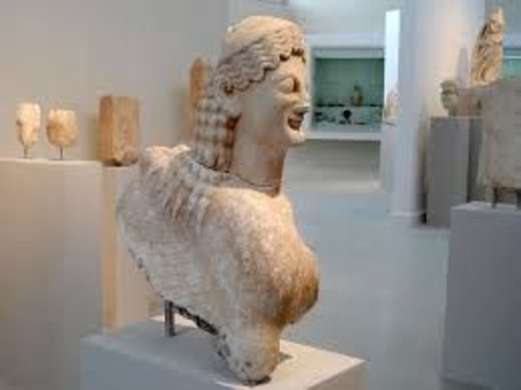 AN ANCIENT BUST OF SPHYNX  IN   THASSOS  ISLAND MUSEUM