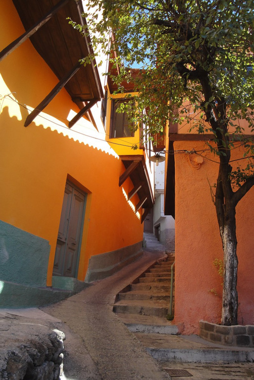colouful houses in uphill alleys of ''PANAGIA'',old town