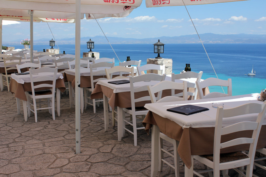 Afytos view from tavern