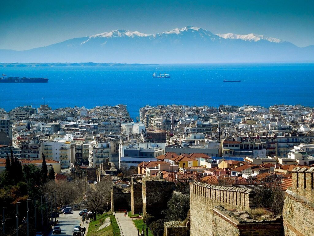 The mythical mount Olympus as seen on a clear day from the Old Town Castle
