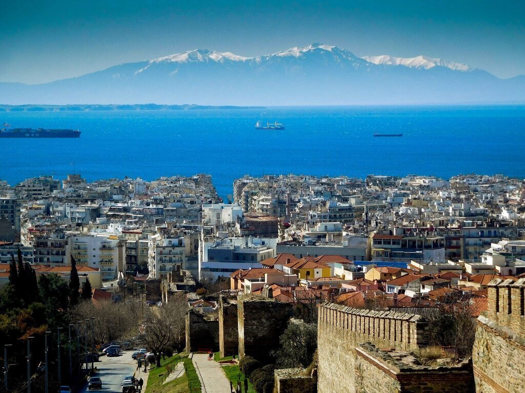 The mythical mount Olympus as seen on a clear day from the Old Town Castle