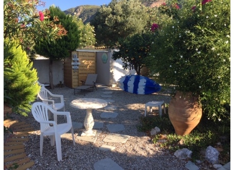 Beach area with shower and changing room