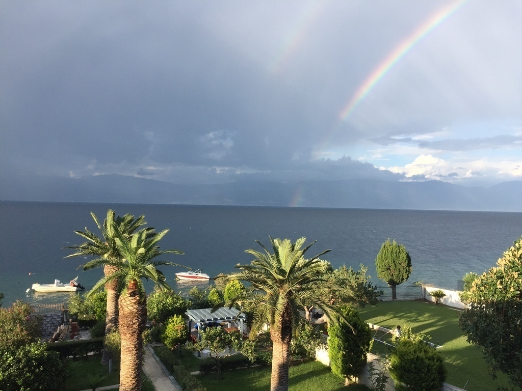Rainbow over Rodini with Stormy weather (rare occasion)