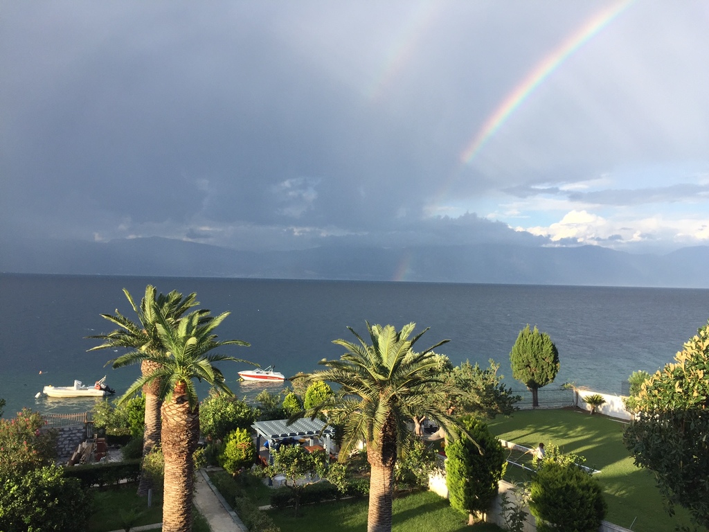 Rainbow over Rodini with Stormy weather (rare occasion)