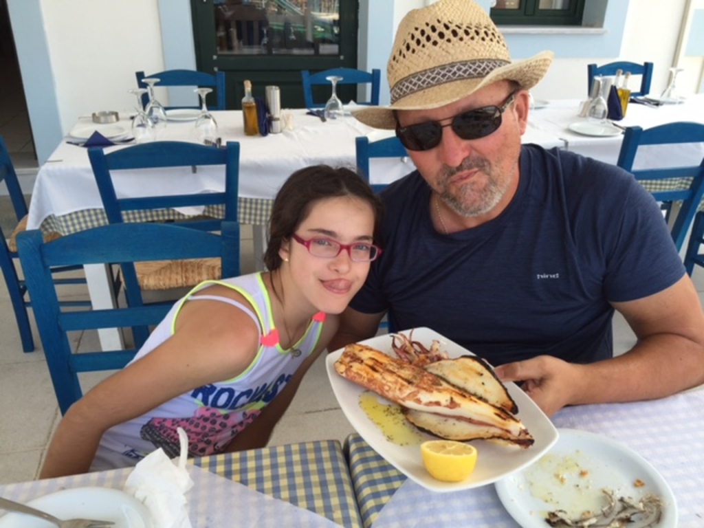 Our niece Eleni and I with local catch