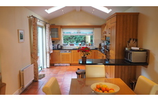 The kitchen and eating area