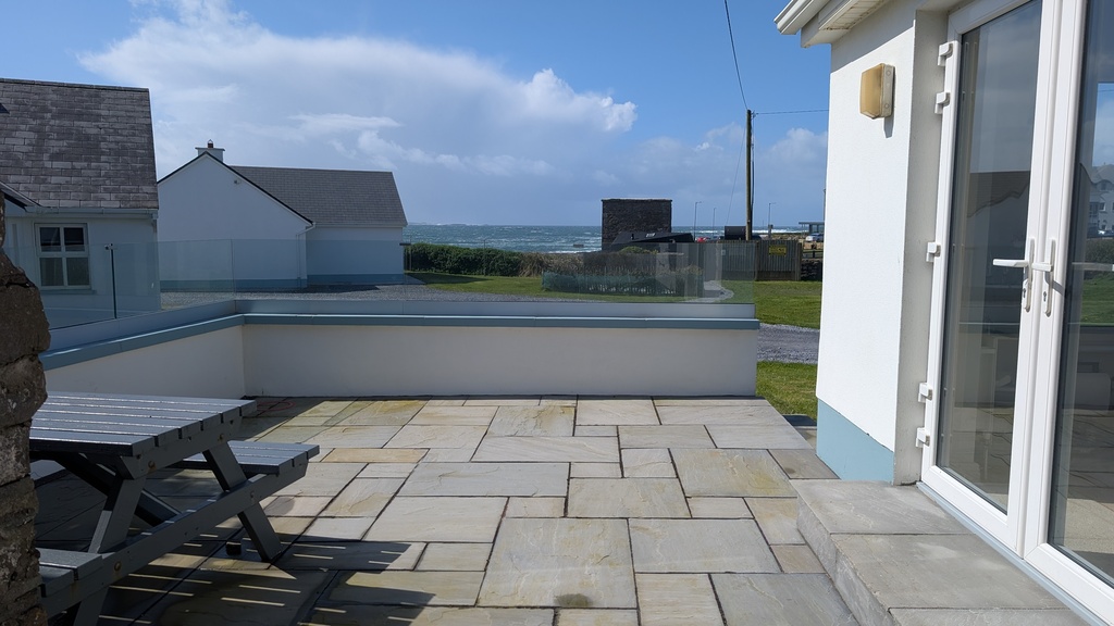 Terrace/Patio area with sea view (and seating and BBQ)