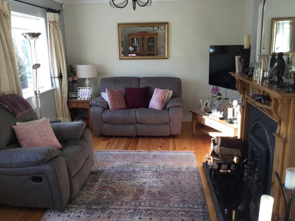 Sitting room with insert stove