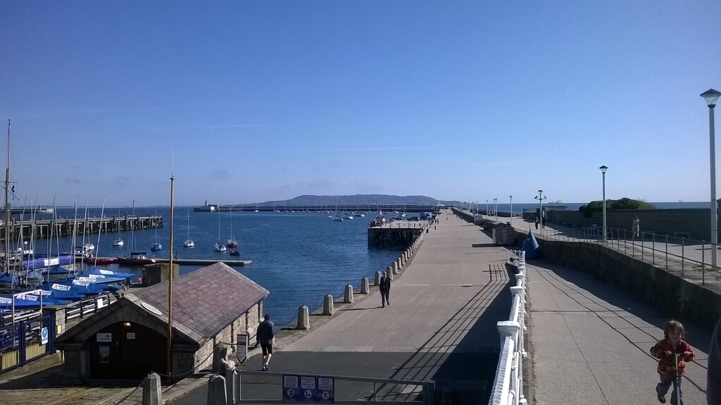 Walking the pier at Dun Laoghaire -10 minutes on train
