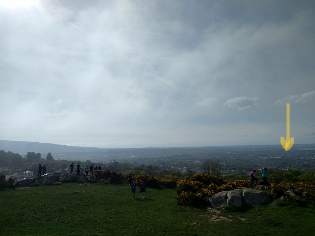 Dublin City centre from Killiney hill - Yellow Arrow! 
