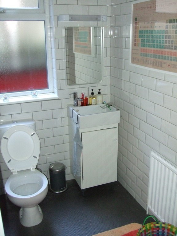 Bathroom 2 - Downstairs, electric shower/WC/basin