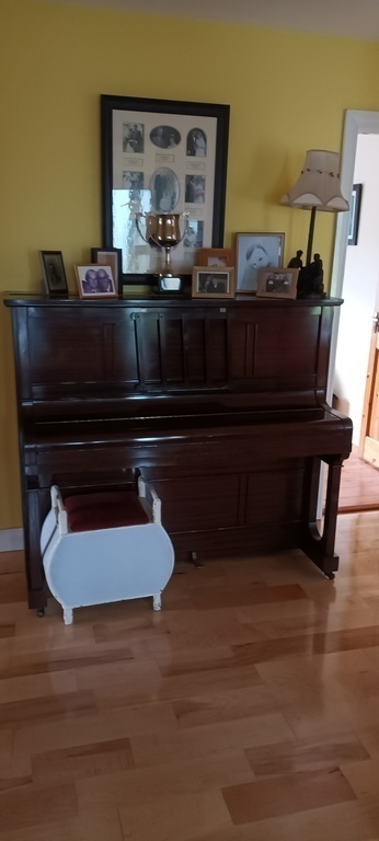 One view of the hallway with piano