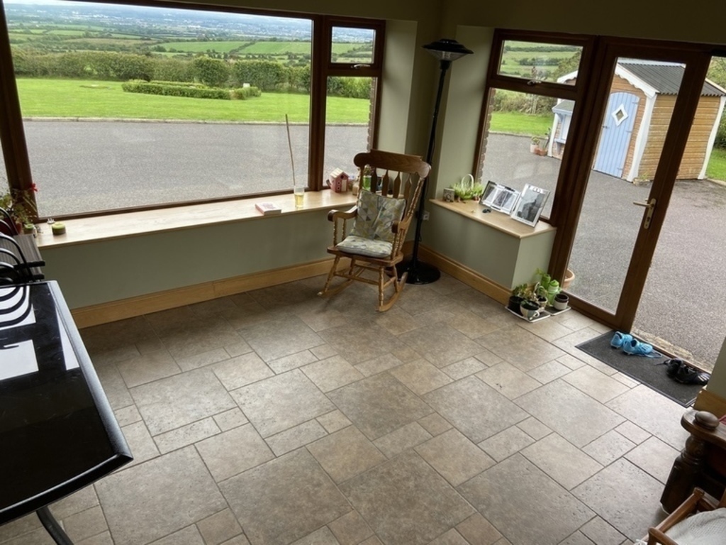 Conservatory with beautiful views of the sea,the Islands off Skerries and the Dublin Mountains.