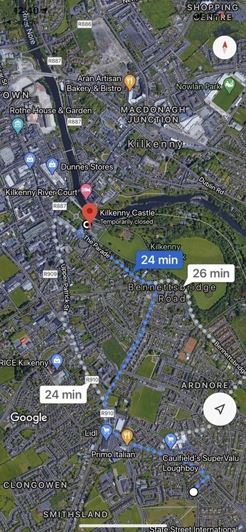 Walking routes to city centre 