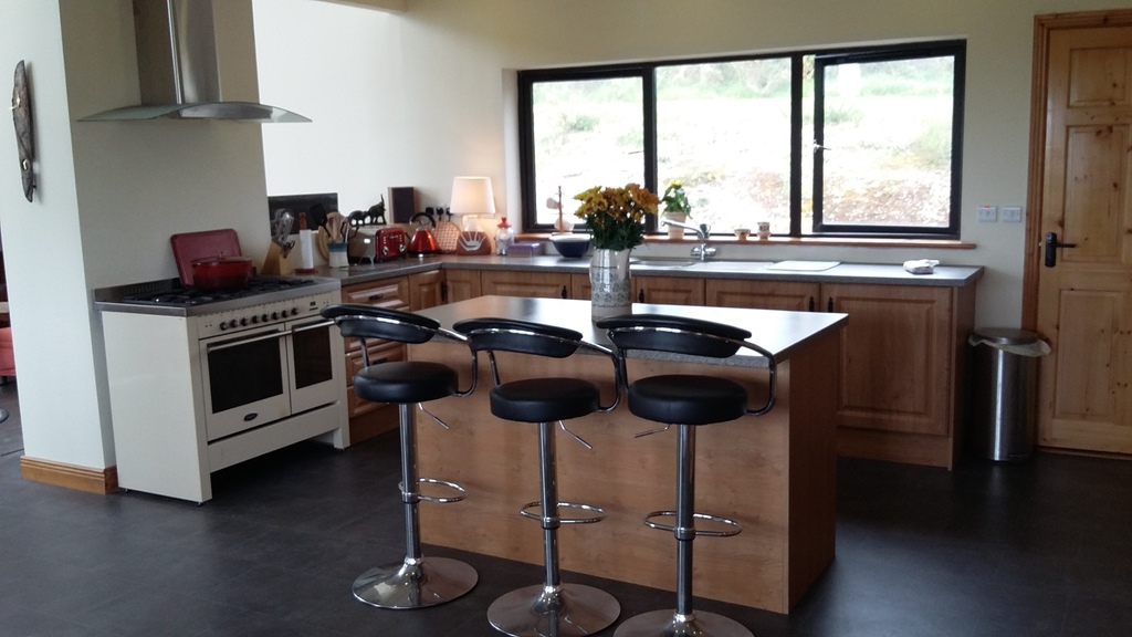 Kitchen area with kitchen island / breakfast bar