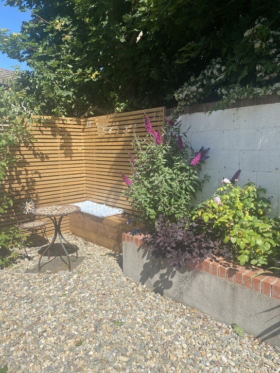 Reading area in lower garden