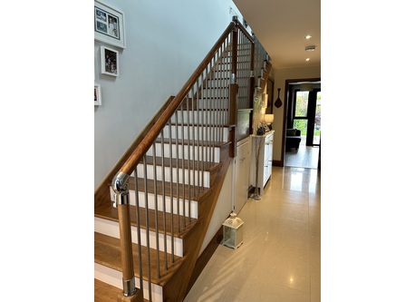 Stairs to living room on first floor 