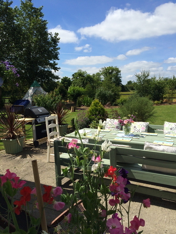 Outside dining with gas barbecue 