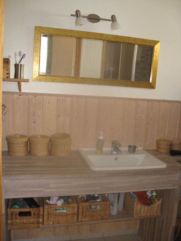 Bathroom with tub and shower.
