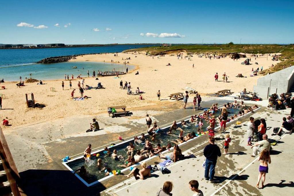 Beach only a short bikeride from our house. Part of the ocean is sectioned and heated and there is a hot tub, steam room 