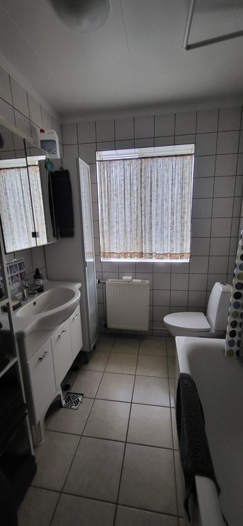 The bathroom.