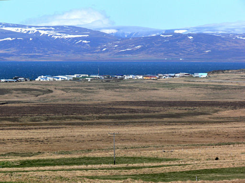Búðardalur seen from another angle, with mountains in the background