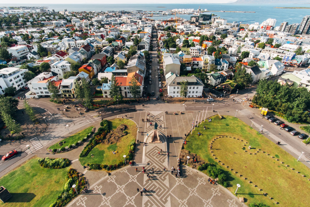 Downtown Reykjavik seen from the church tower of Hallgrímskirkja