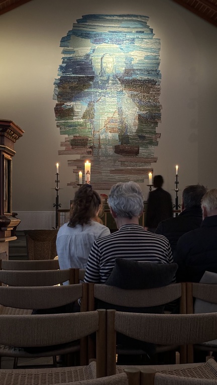 The altarpiece in Skálholtskirkja  were made by Nína Tryggvadóttir an artist b 1913 d 1968