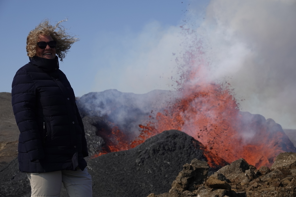 Signy at the volcanic eruption 2021 at Reykjanes peninsula, 60 km from our home.