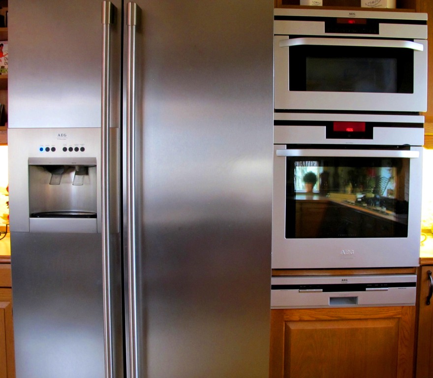 Cold water and ice from the fridge