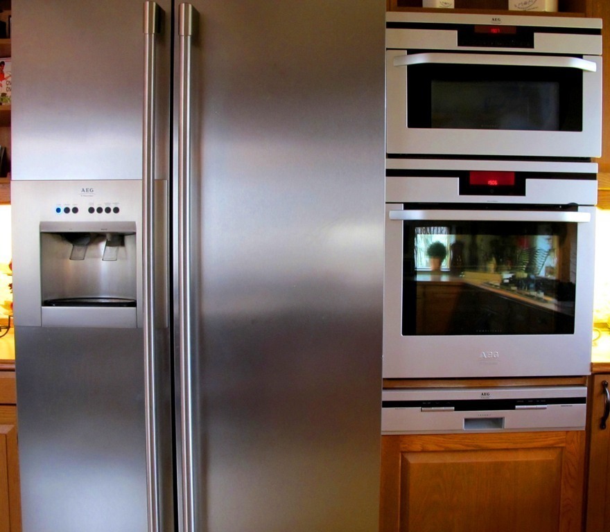 Cold water and ice from the fridge