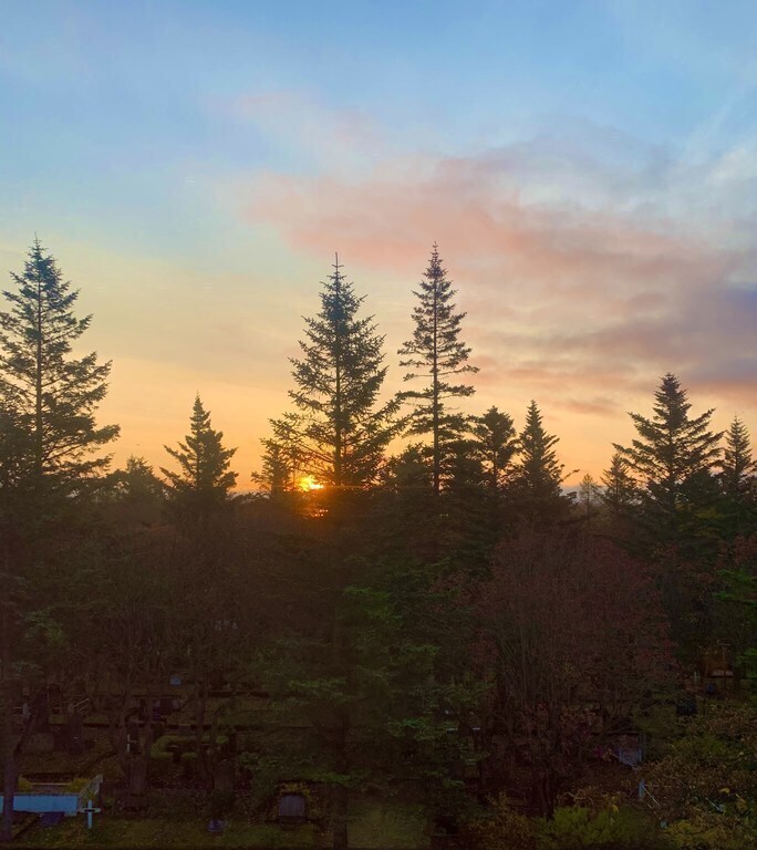 Sunrise through the bedroom window