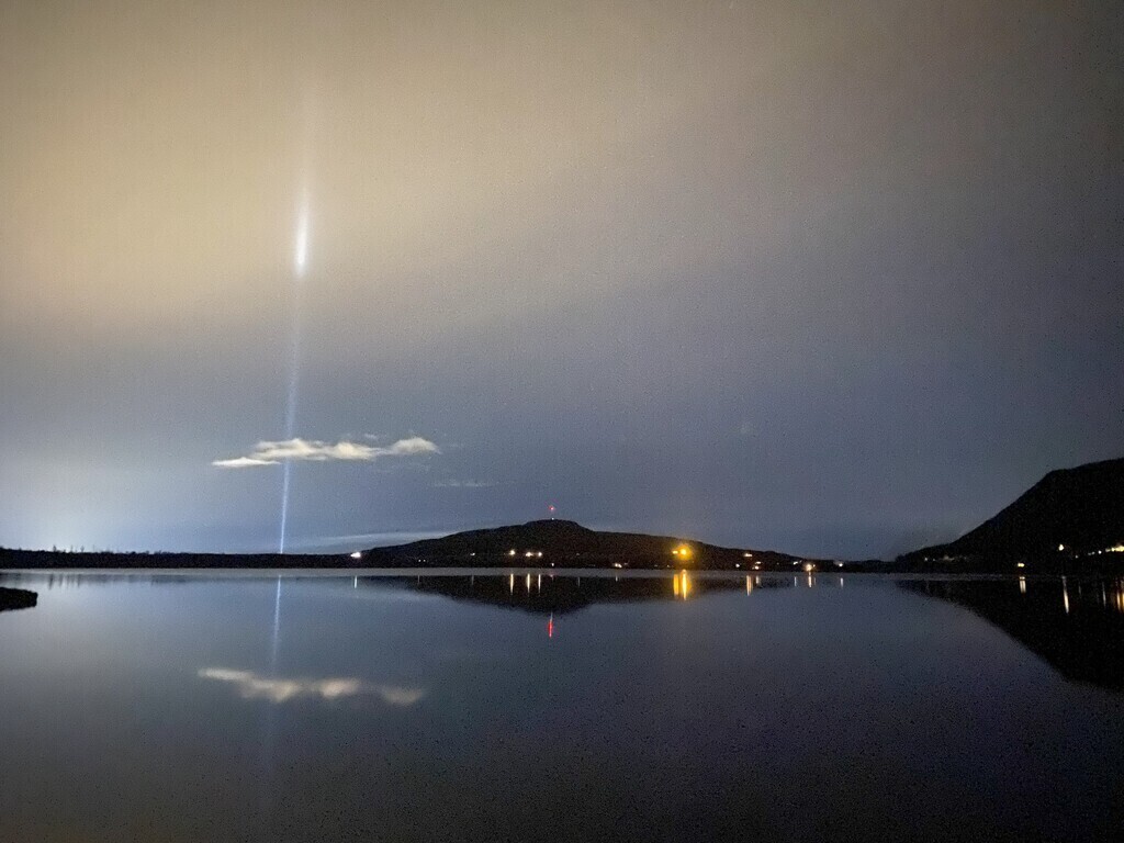 The Imagine Peace Tower is lit at various times over the winter time. www.imaginepeacetower.com